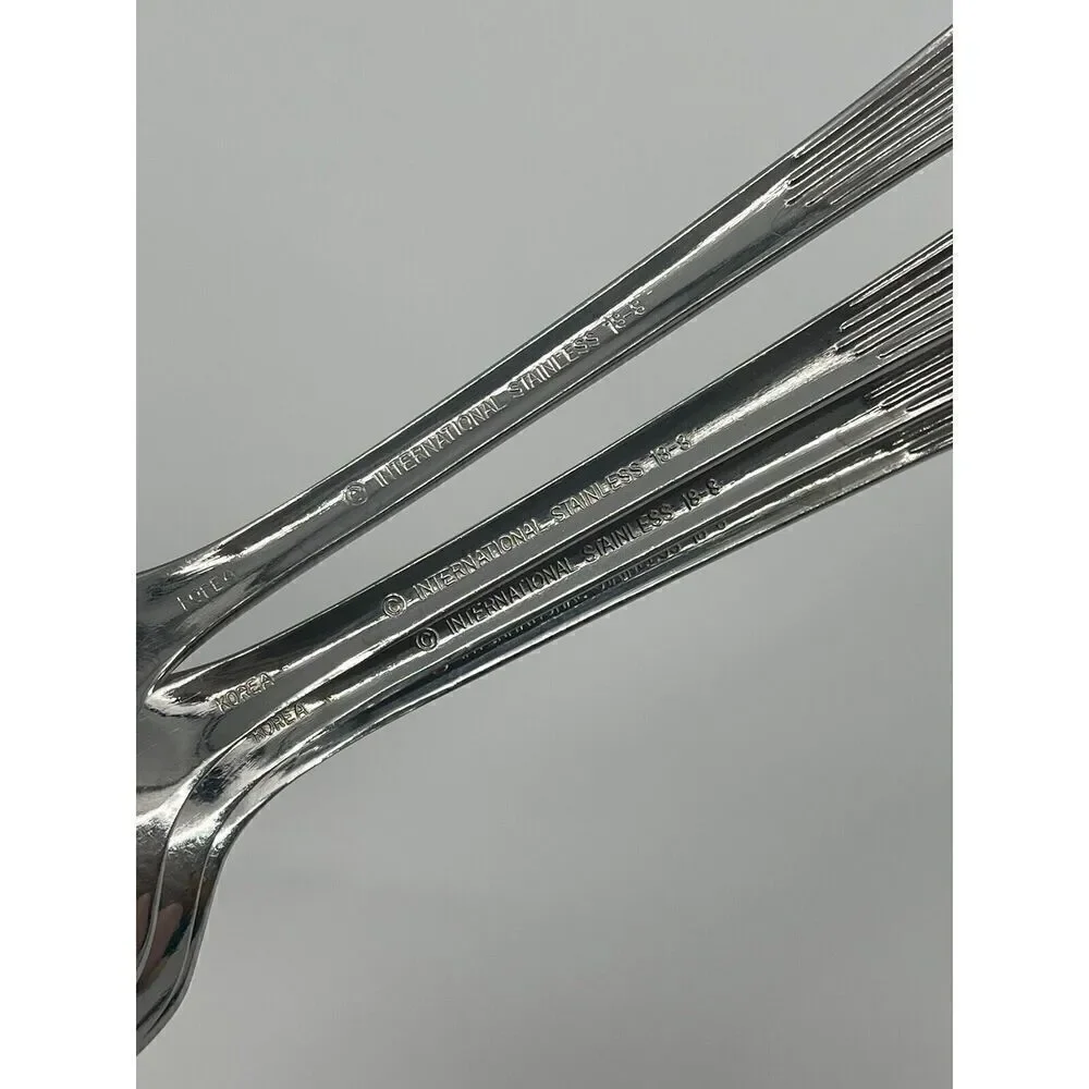 International Silver Tiara Stainless 18/8 Korea Glossy Dinner Spoons Set Of 4